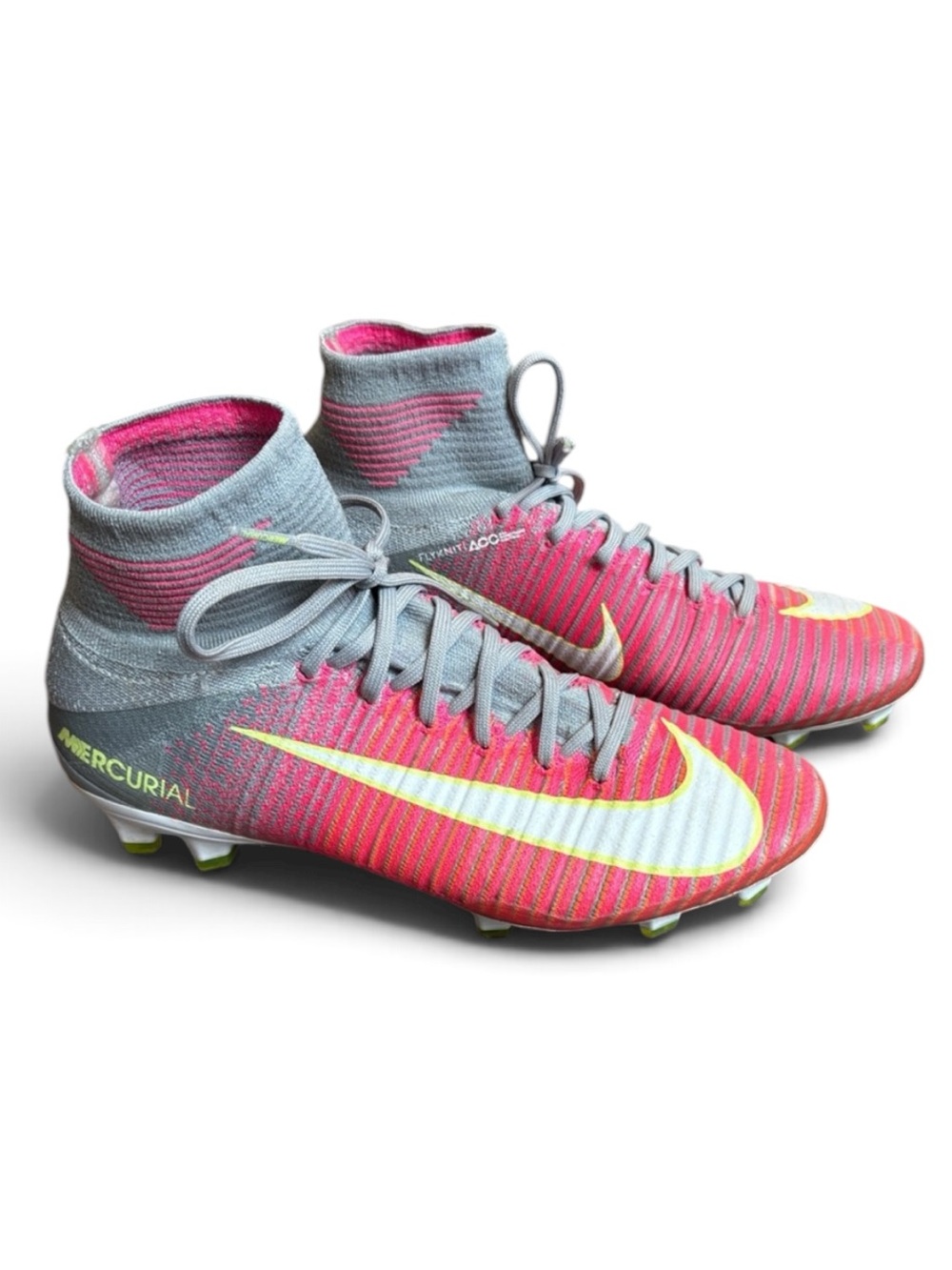 Nike Mercurial Superfly V FG Soccer Cleats Women’s 9 Pink/Gray Flyknit